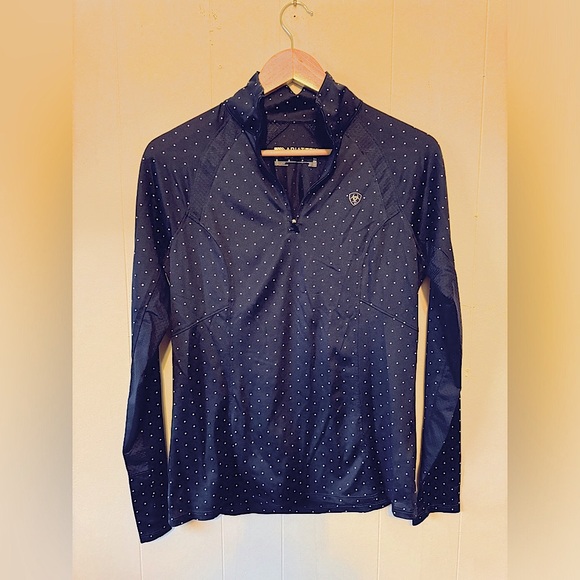 Ariat Tek Sunstopper Mesh Riding Shirt, Polka Dot, Small - Picture 1 of 3